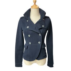 Converse One Star Military Style Button Pea Coat Jacket Navy Blue‎ Size S